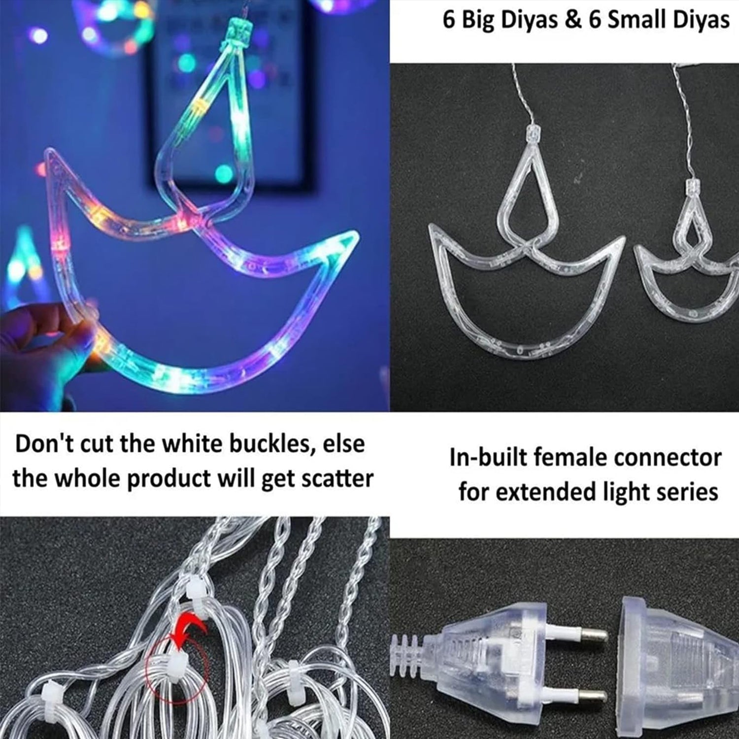 Multicolor 12 Diya Curtain String Lights, Window Curtain Lights with 8 Flashing Modes Decoration Light (Multi Color) Multicolor 12 Diya Curtain String Lights, Window Curtain Lights with 8 Flashing Modes Decoration Light (Multi Color)